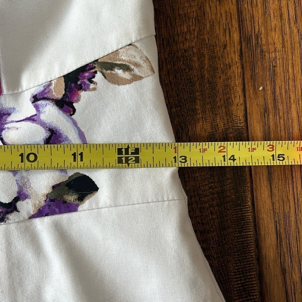 White House Black Market: White Strapless Dress w/ Floral Pattern: Size 0 - Picture 9 of 10